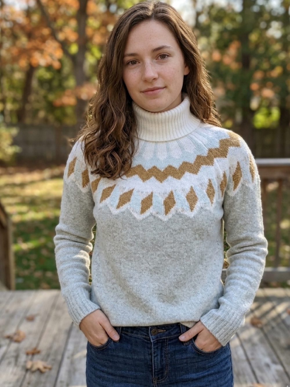 J Crew Fair Isle Turtleneck Sweater Size XS Supersoft Yarn Wool Alpaca Blend